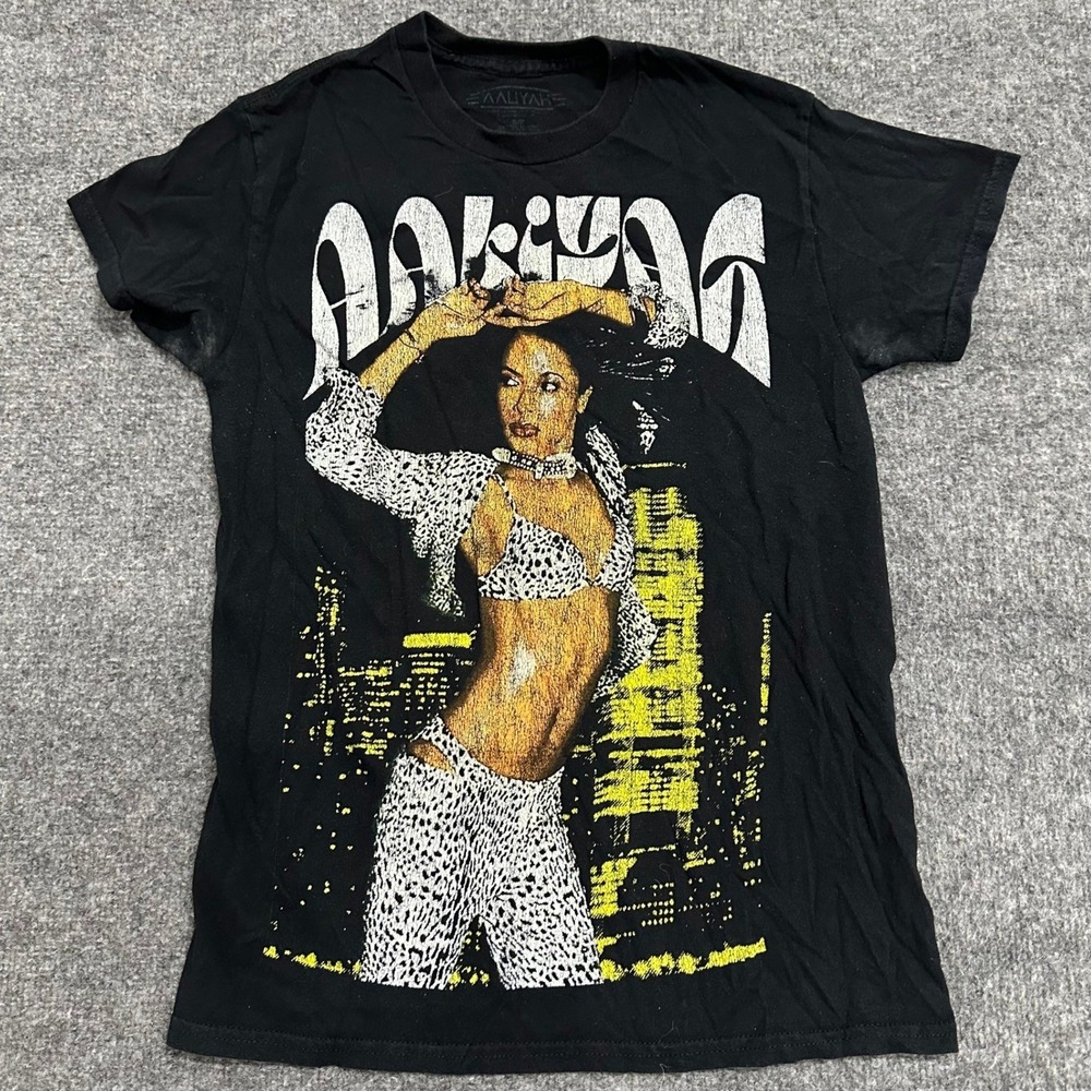 Aaliyah T-Shirt Womens Size S Black Graphic Short Sleeve Cotton R&B Streetwear